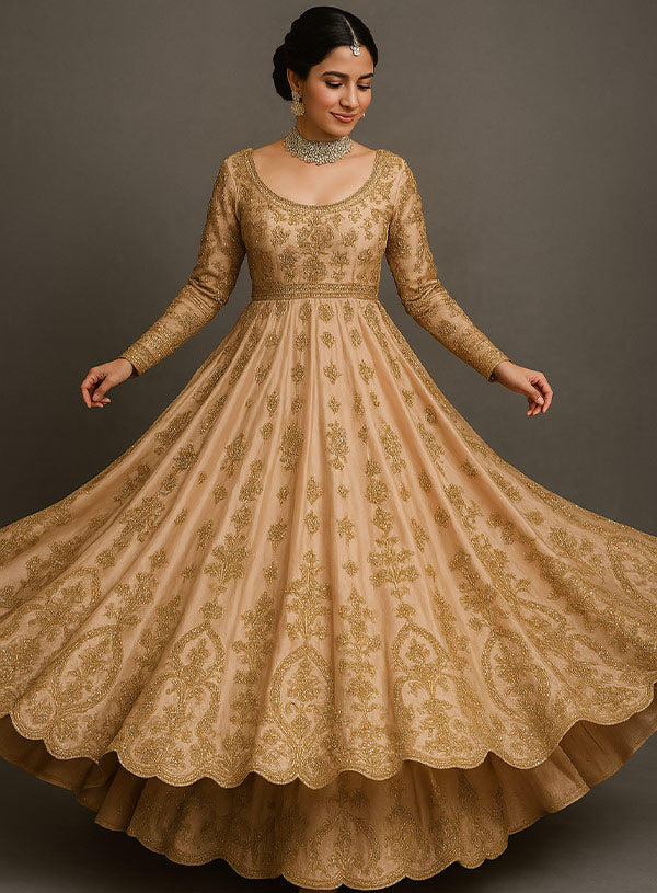 Hand worked lehanga under maxi as shown