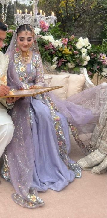 Pastel Lavender Grey  Bridal Ensemble – Luxury Handcrafted Nikah Dress